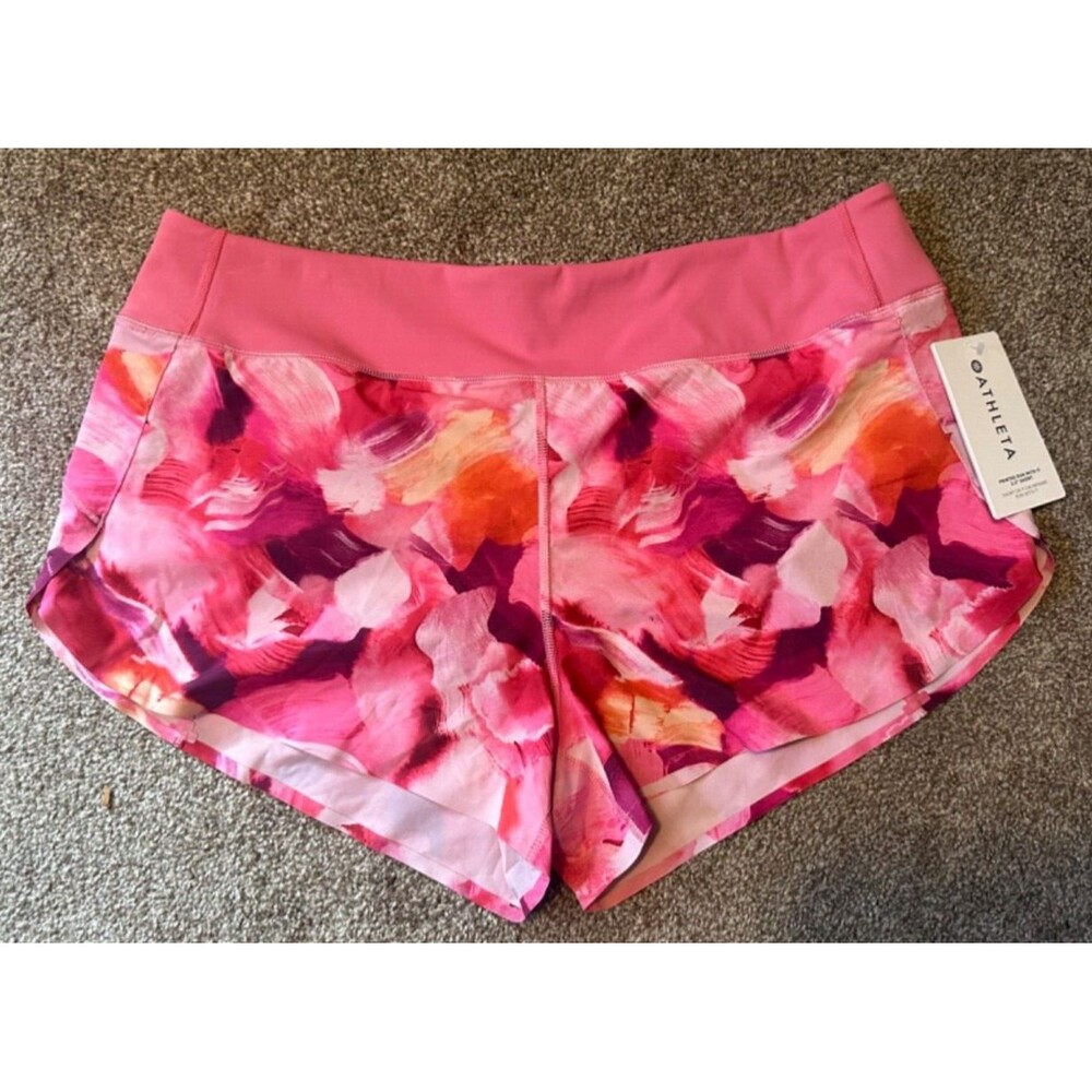 Athleta Run With It 3.5” Short - Size XL - Pink Floral - NWT Lined